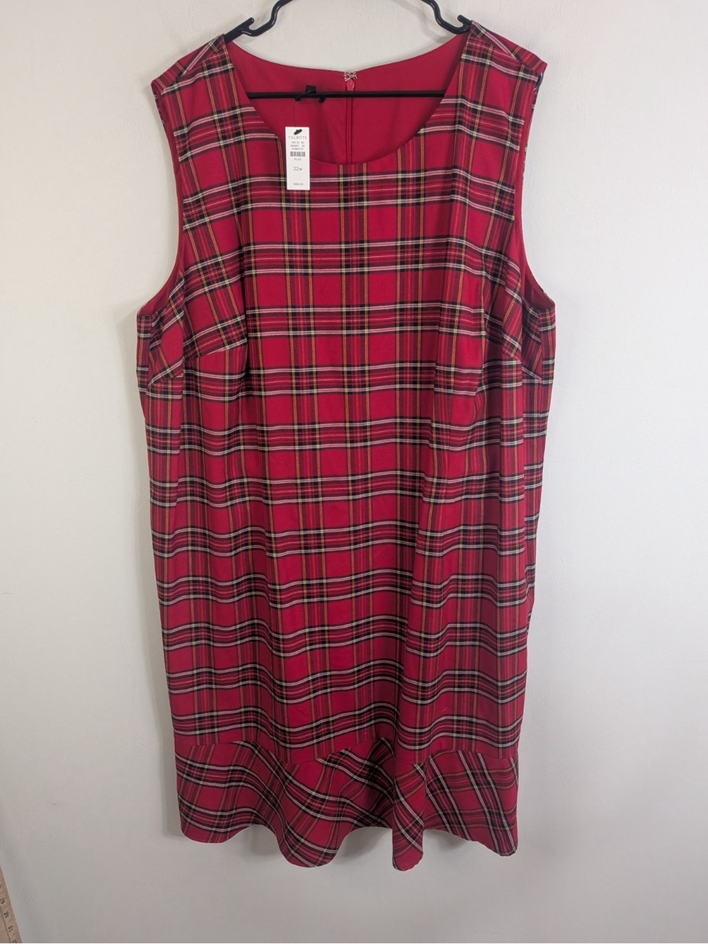 Talbot's Dress Women's 22W Red Plaid Sleeveless Wool Blend